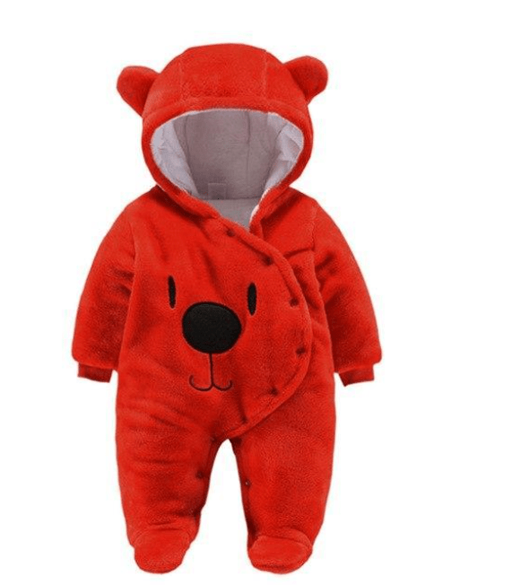 Adorable Baby Snuggle Safari Jumpsuit, Bear hooded jumpsuit