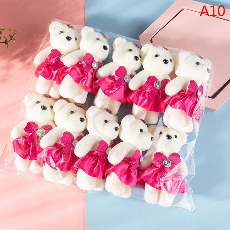 10PCS Cartoon Couple Models Bear Flower Dolls Wedding
