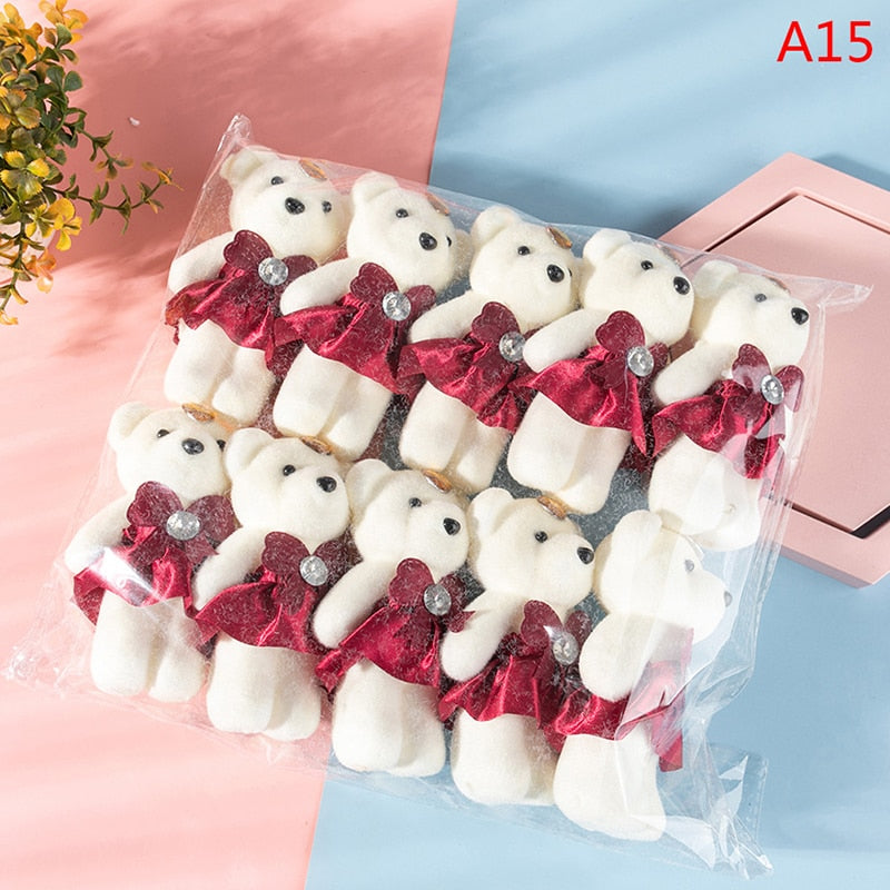 10PCS Cartoon Couple Models Bear Flower Dolls Wedding