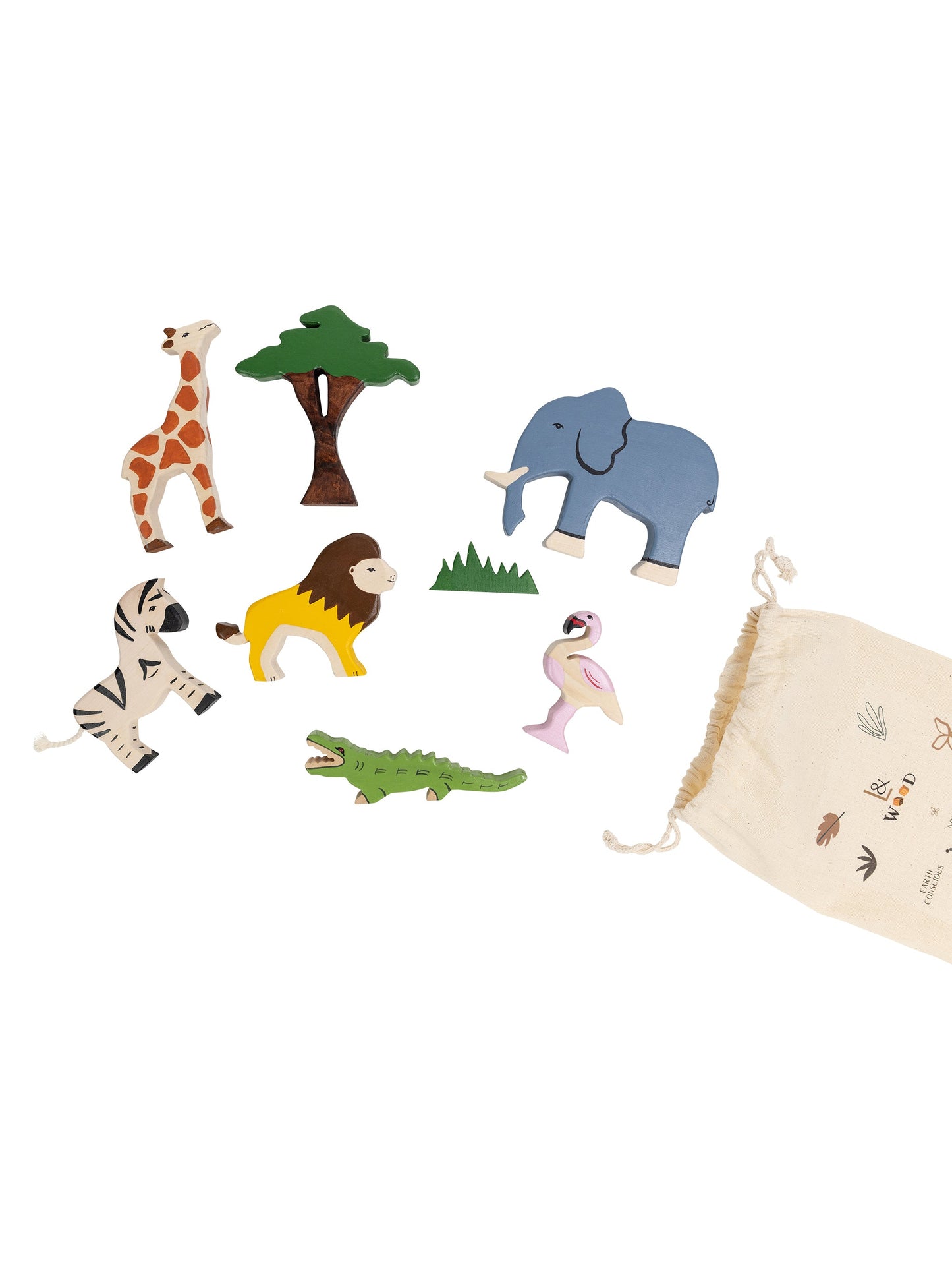 Wooden Safari Animals Set