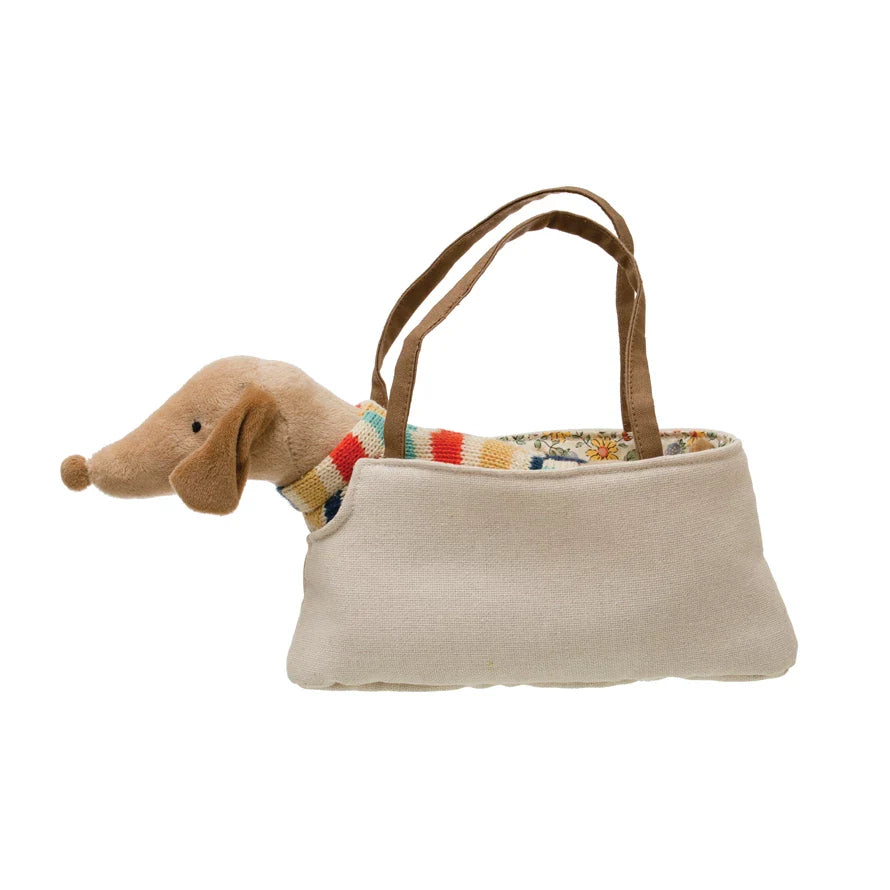 Cotton Removeable Dachshund in Dog Carrier