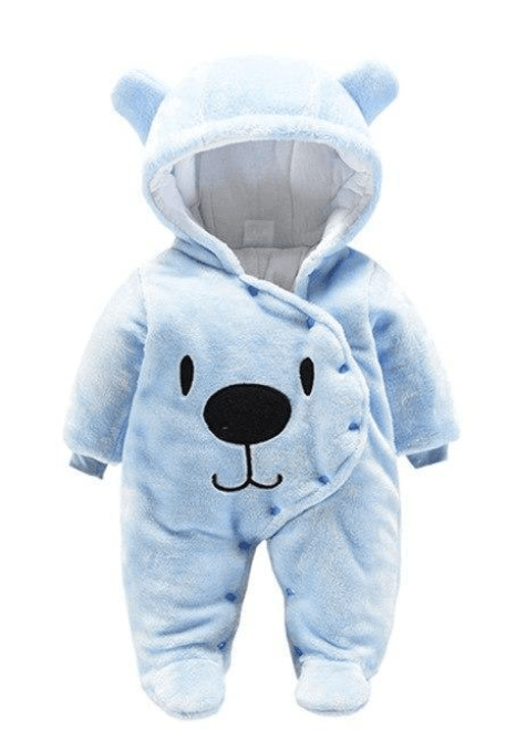 Adorable Baby Snuggle Safari Jumpsuit, Bear hooded jumpsuit